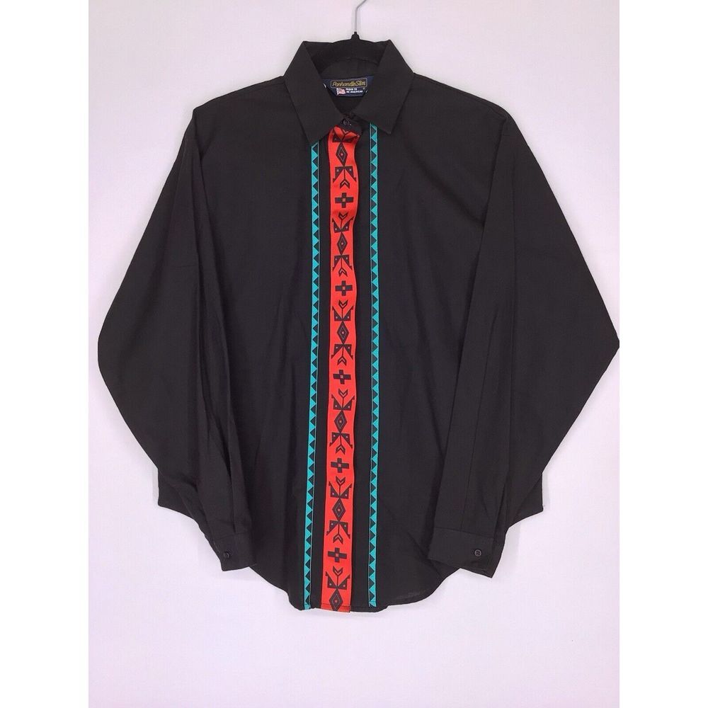 Panhandle Slim Black Aztec Button‎ Up Shirt Women's Size Medium Western